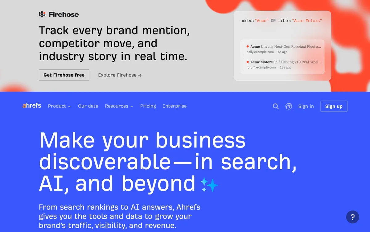 Ahrefs homepage