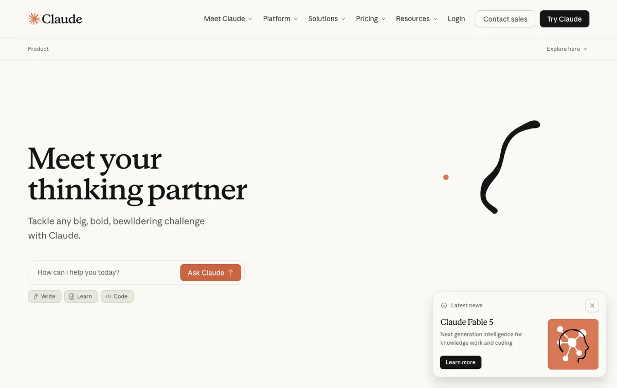 Claude homepage