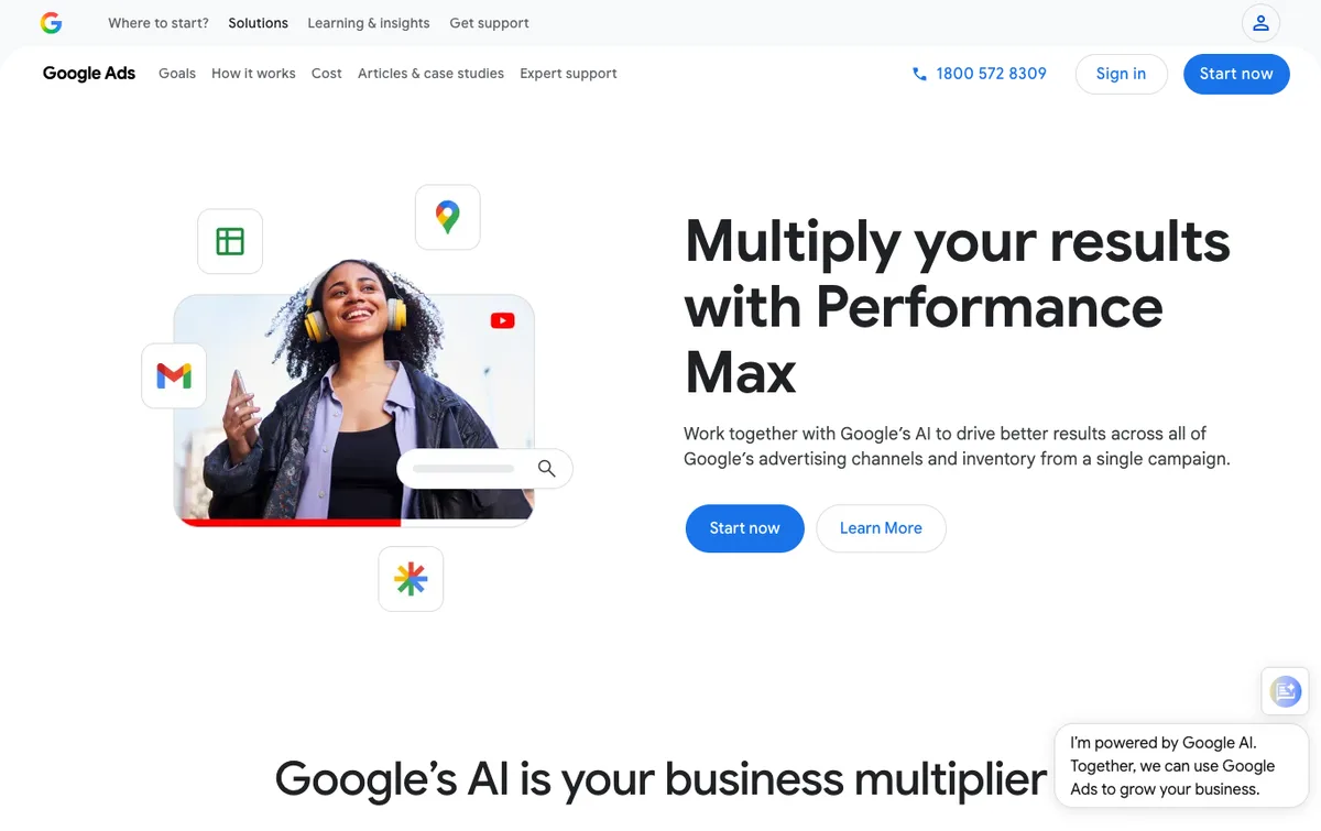 Google Performance Max homepage
