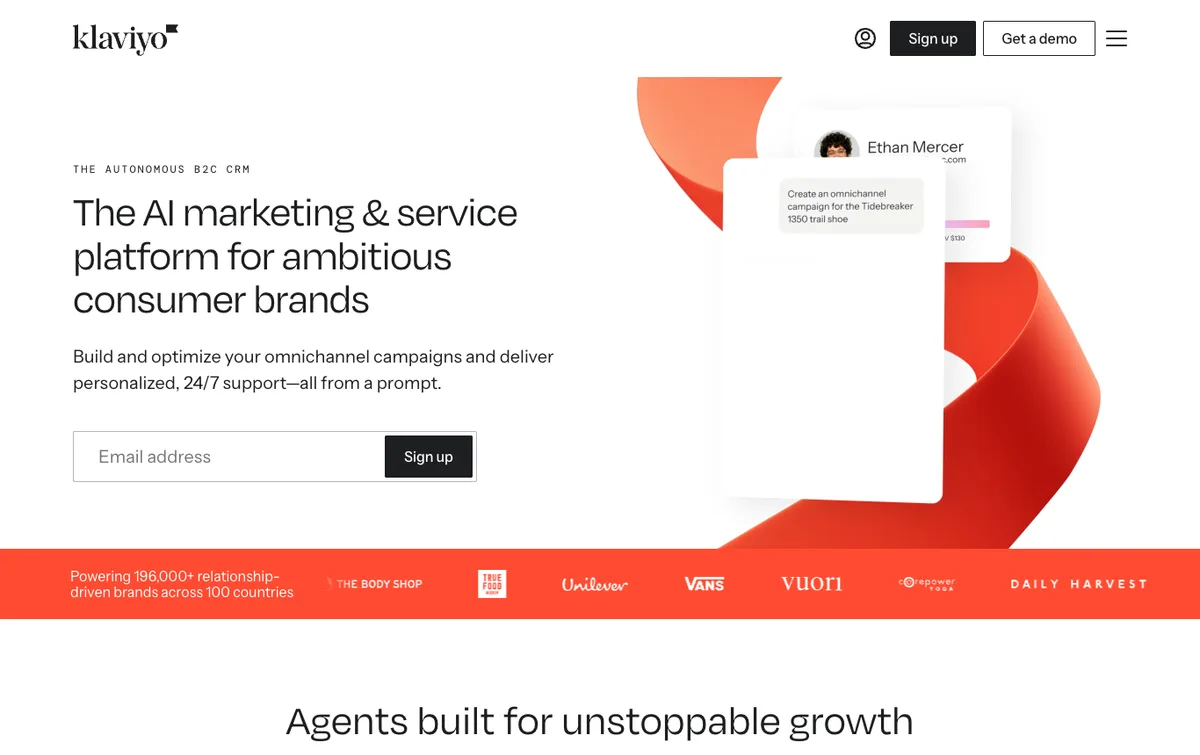 Klaviyo homepage