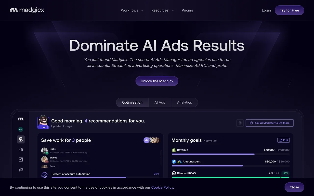 Madgicx homepage