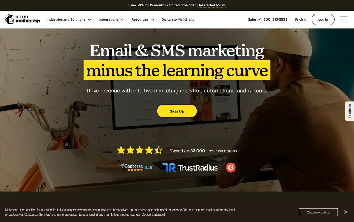Mailchimp homepage