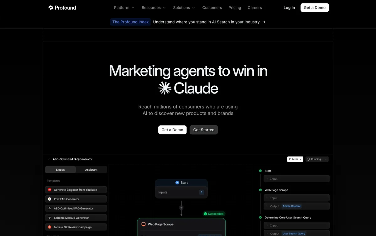 Profound homepage