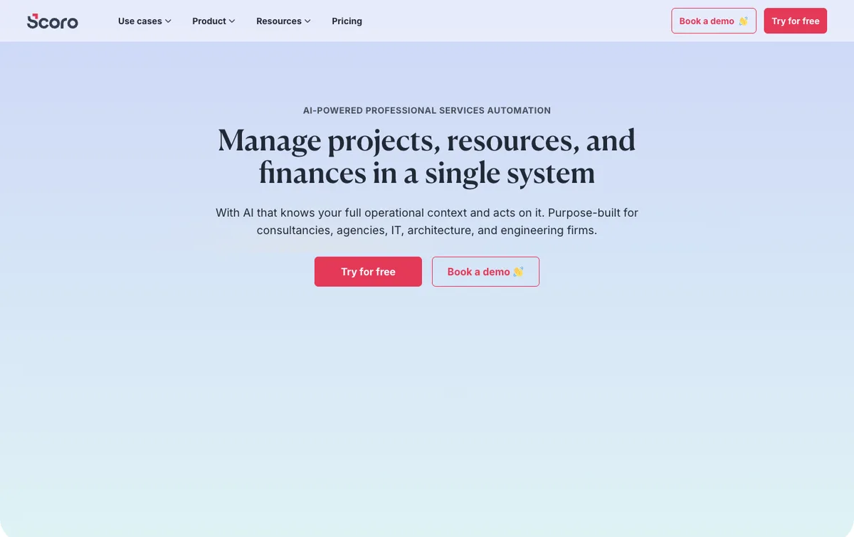 Scoro homepage