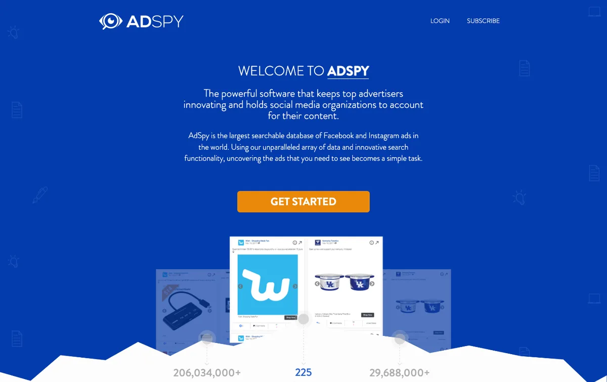 AdSpy homepage