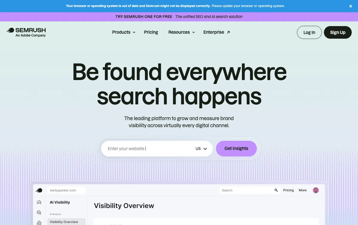 Semrush homepage