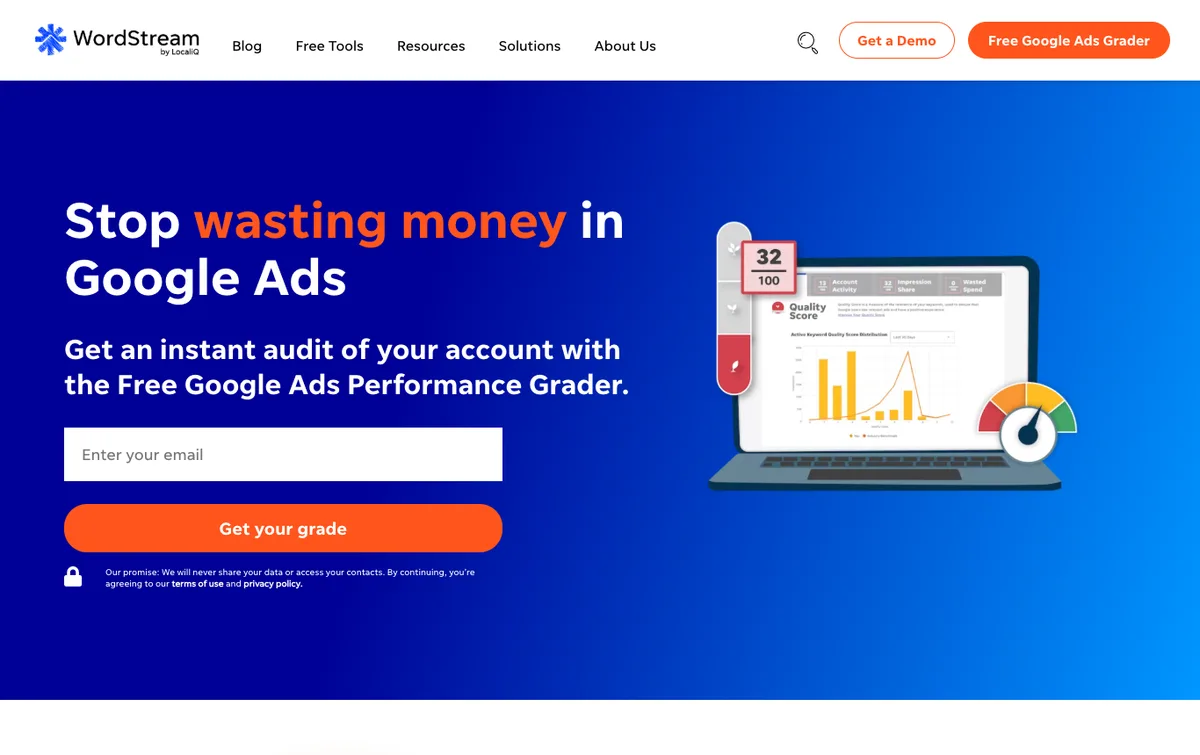 WordStream homepage
